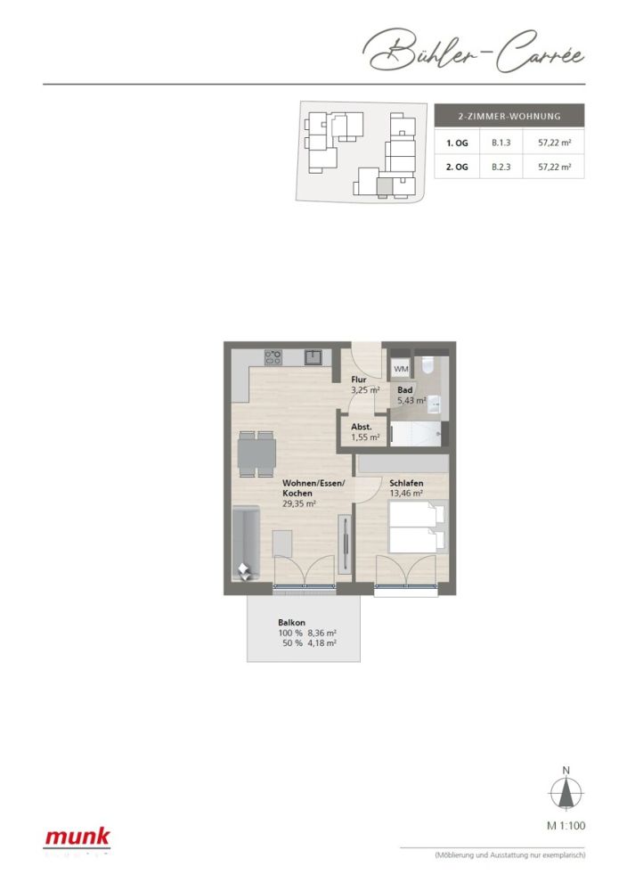 Grundriss 2.OG B.2.3 - 2 Zimmer