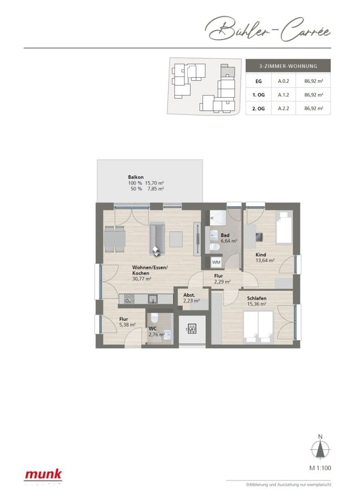 Grundriss EG A.0.2 - 3 Zimmer