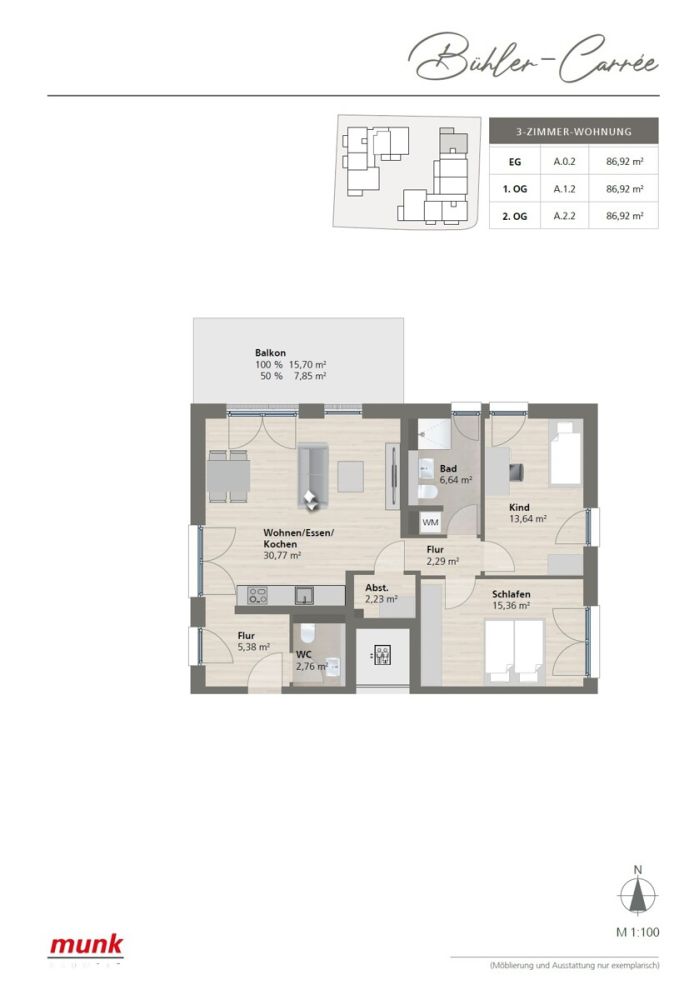 Grundriss 1.OG A.1.2 - 3 Zimmer