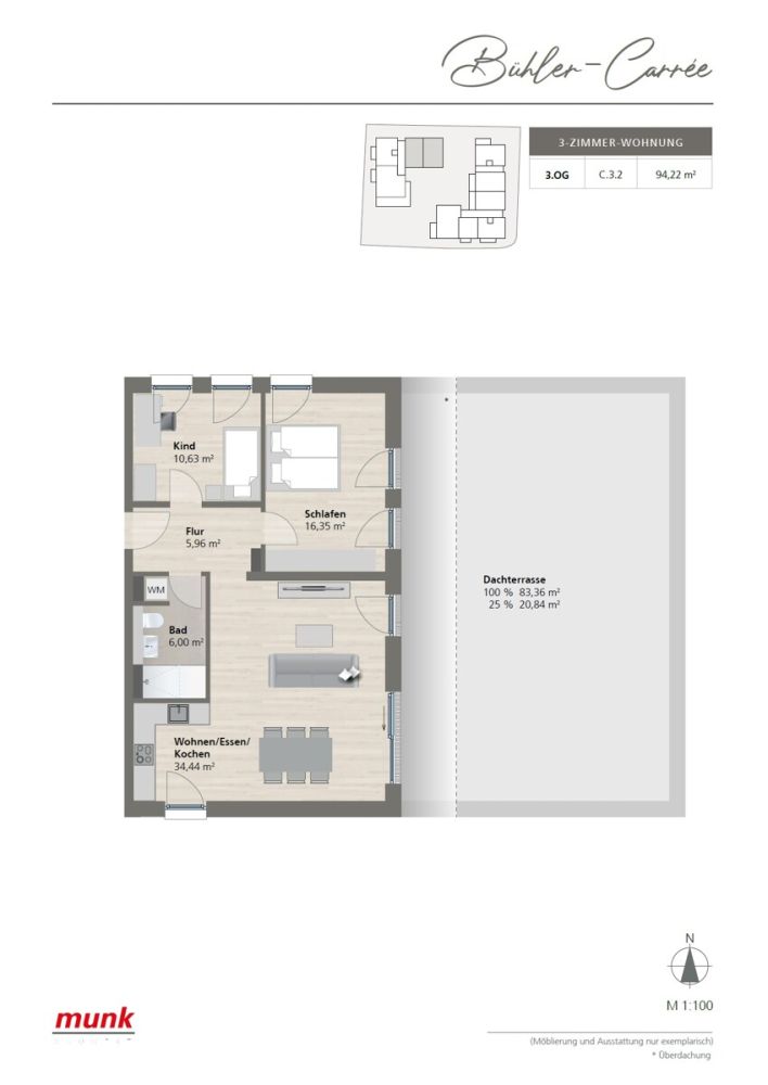 Grundriss 3.OG C.3.2 - 3 Zimmer