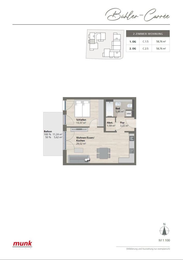 Grundriss 1.OG C.1.5 - 2 Zimmer