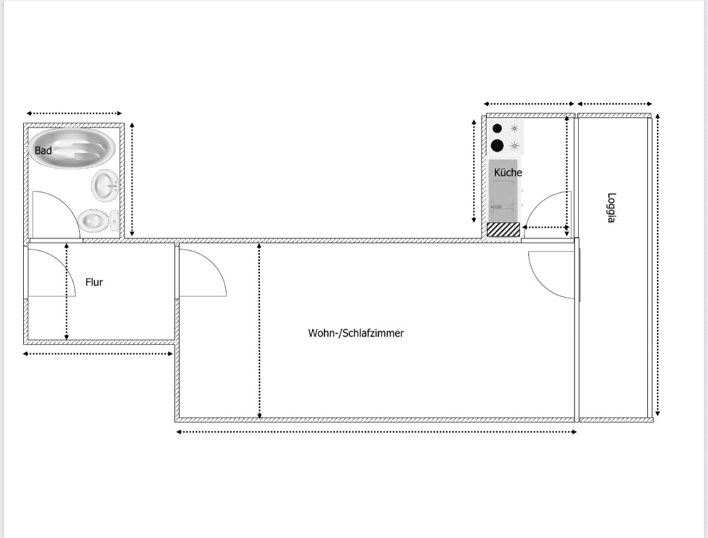 Gepflegte 1-Zimmer-Wohnung mit Balkon