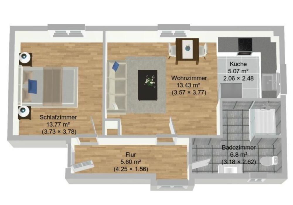 Erstbezug nach Grundsanierung!
Moderne, zentrale 2-Zi.-Wohnung