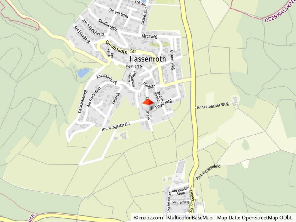 Toller Bauplatz in Höchst/Hassenroth: ruhige Seitenstrasse, West-Ausrichtung, schöner Blick, Natur!