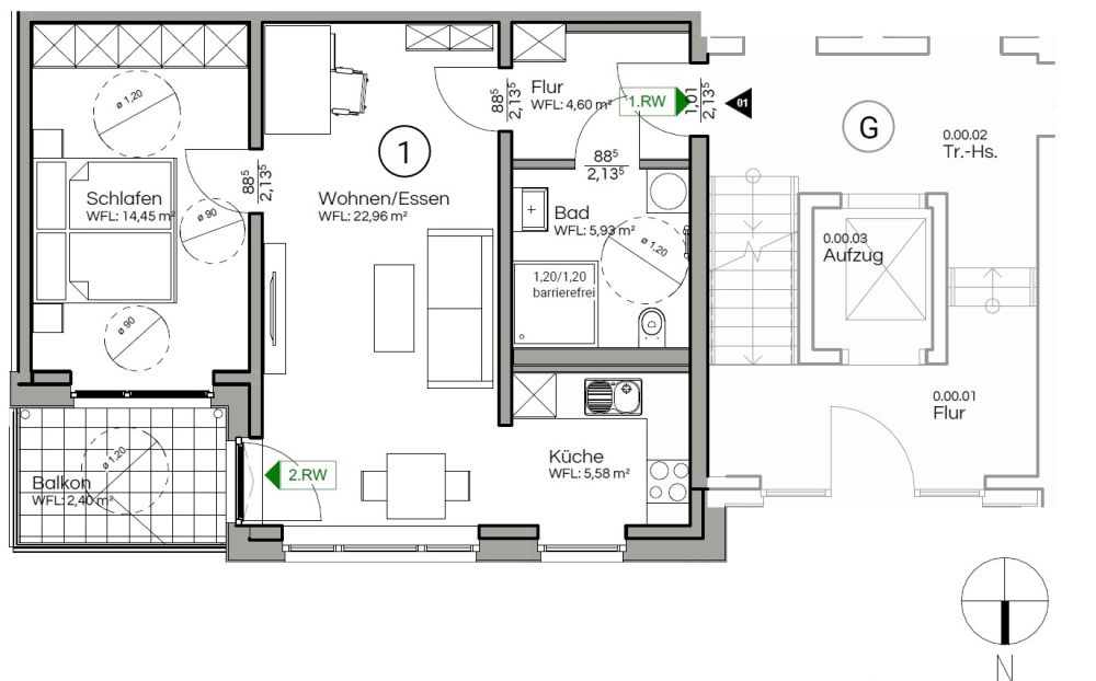 Grundriss Wohnung 1