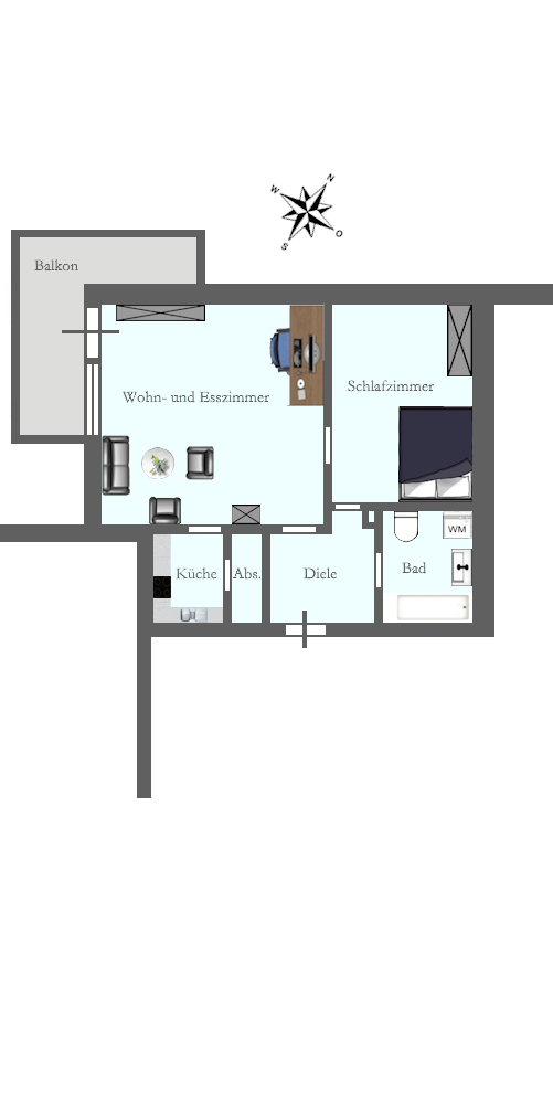 Kapitalanlage! Gepflegte 2-Zimmer-OG-Wohnung mit Balkon und TG-Stellplatz im Zentrum von Bad Zw'ahn
