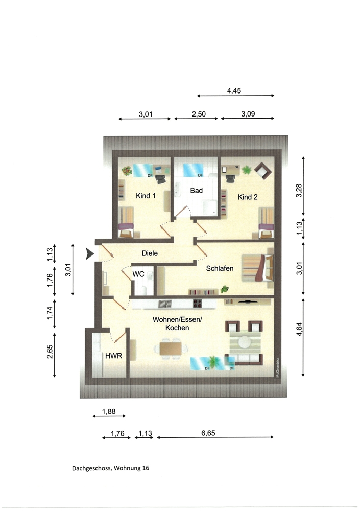 Grundriss WE 16, DG (2.OG)