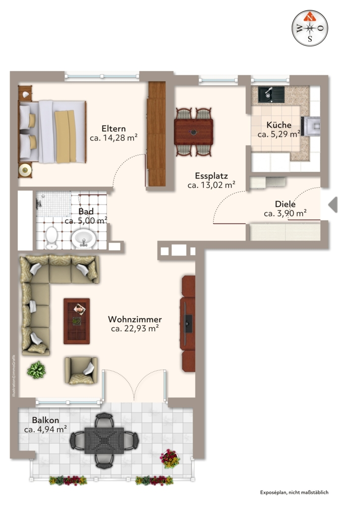 * Ruhig * Praktisch * Hell * 
Tolle 2,5-Zimmer-Wohnung mit Südbalkon im Hochparterre 
in Peiting