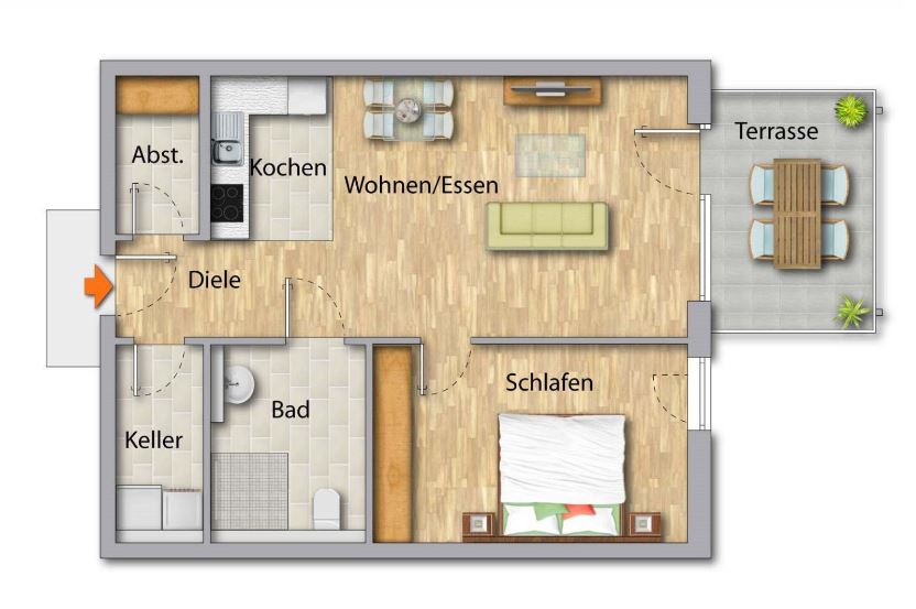 Vermietete Eigentumswohnung mit Stellplatz in der Seniorenresidenz Kirchberg