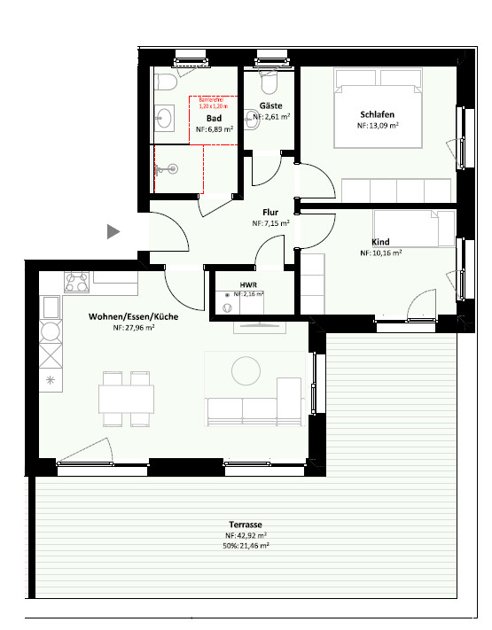 *Penthousewohnung im Staffelgeschoss*
Einzigartig! - großzügige Mietwohnung in Rheine-Eschendorf! (9)