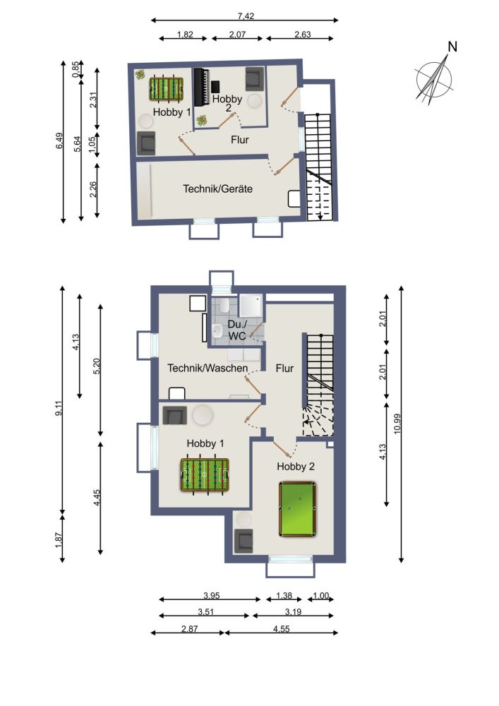 Unverbindlicher 2D Grundriss des Untergeschosses