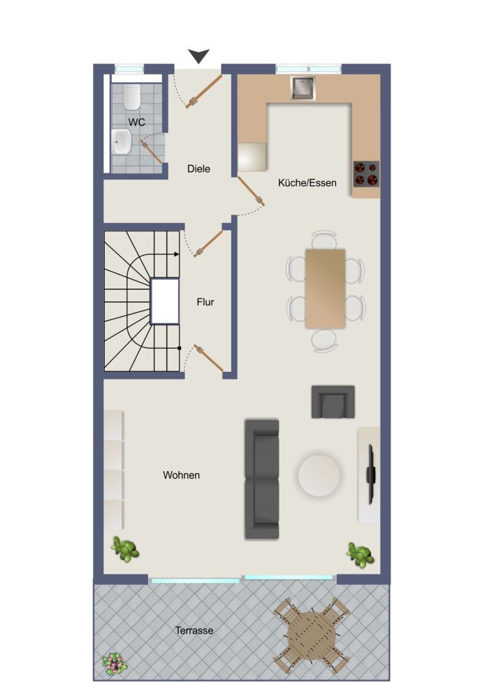 Der Grundriss im Erdgeschoss